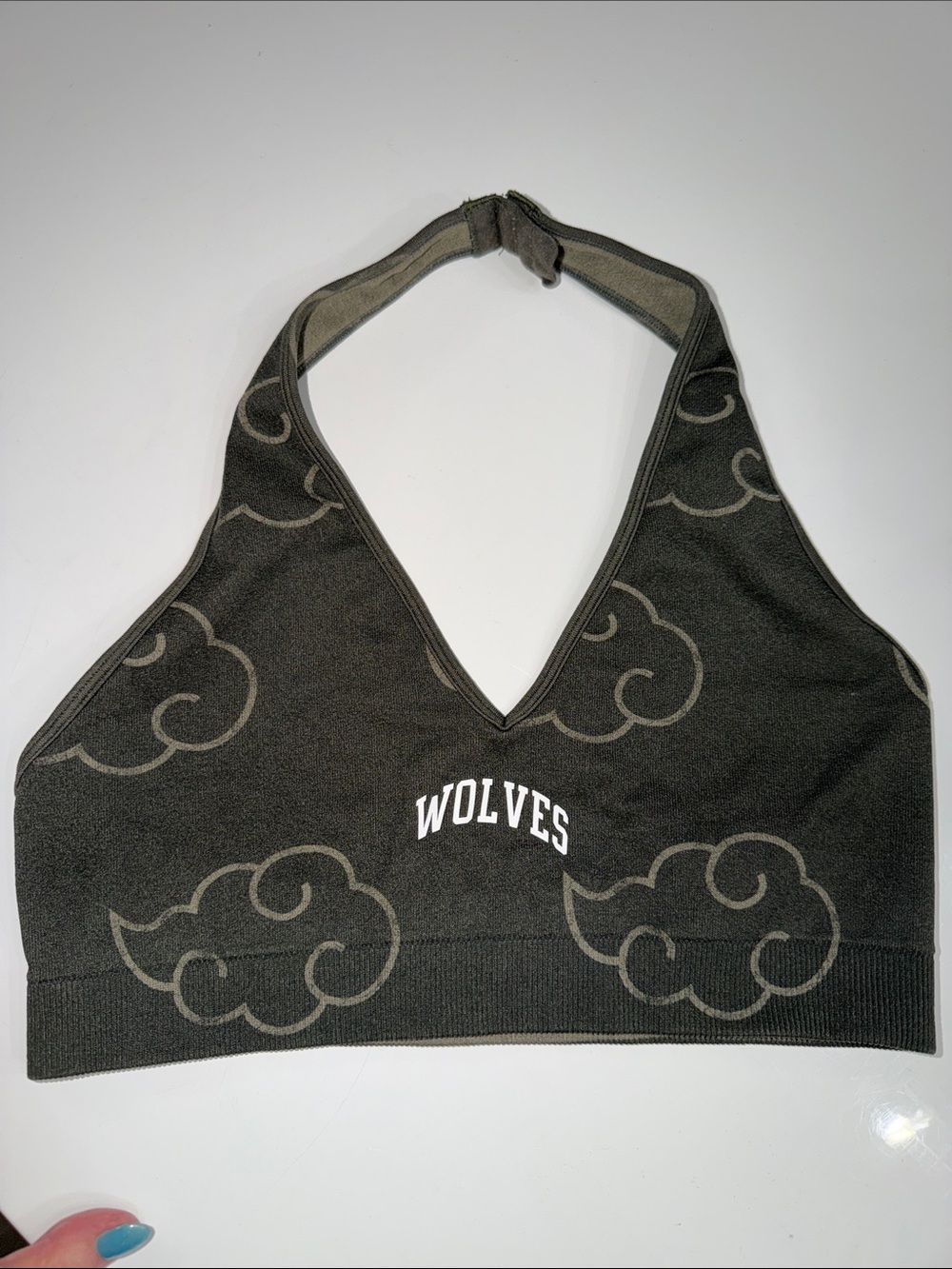 Darc Sport Olive green  'Wolves' Crop Sports Bra. Sz M. Athletic, activewear,